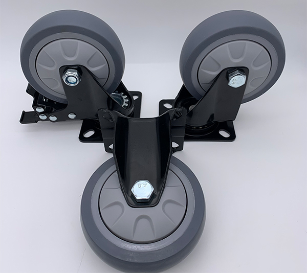 TPR Rubber Caster Wheel Grey 5 Inch Rigid Caster