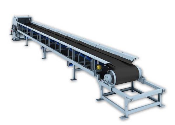 Silica Sand Troughed Belt Conveyor Impact Idler Equipped Cost Effective Large Volume