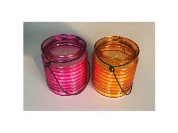 Home decor soy lantern candle with vanilla  fragrance and color glass  container