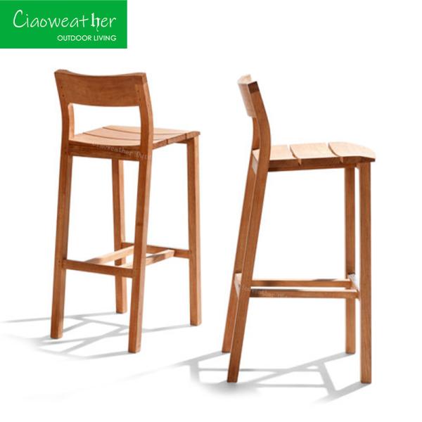 Solid Wood Beach Bar Outdoor Waterproof Leisure Wood Bar Stool Furniture High Teak Chairs Customized Color Folded NO