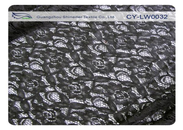 150cm Water Soluble Cotton Nylon Lace Fabric Black Knitted CY-LW0032