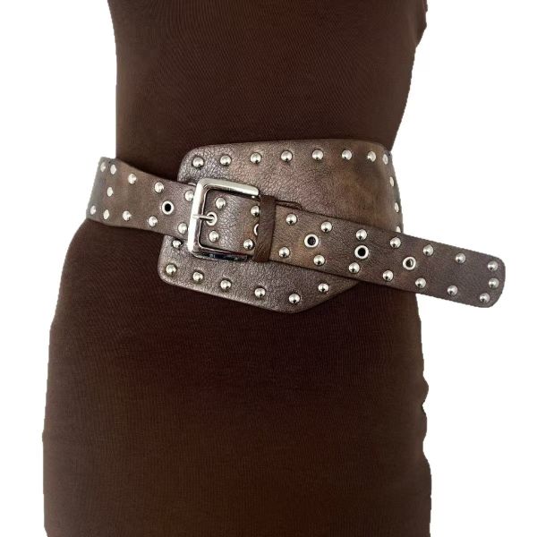 2026 new rivet wide waist belt, Y2K baddie women's belt, retro belt accessory, wide and narrow belts