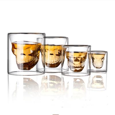 Copo de vidro disparado dado forma de esqueleto da parede dobro do copo do vidro de Borosilicate vodca alta