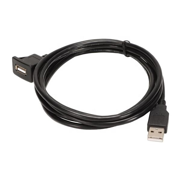 Waterproof Flush Panel Mount Male to Female Socket USB Extension Wire Cord Cable for Car Truck Boat Motorcycle Dashboard