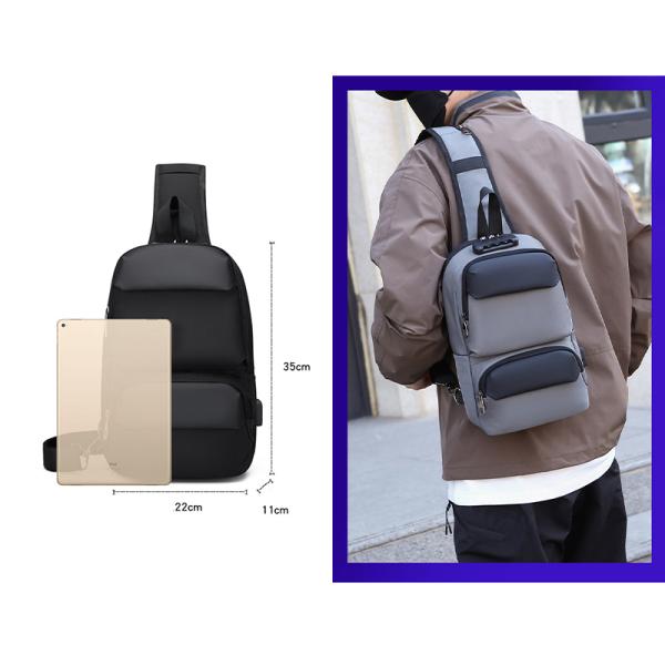 Men's Unisex Chest Sling Bags Anti Theft Shoulder Bag With USB Charging Port