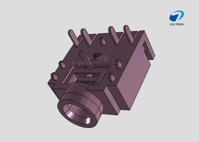 DC Jack Connectors, Cable-to-Board, 5 Position, Phone Jack, Right Angle, Printed Circuit Board, DIP