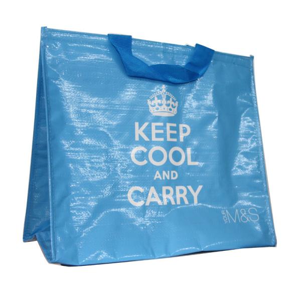 Reusable Thermal Insulated Bags PP Woven Fabric Cylinder Printing with Silvery Foam