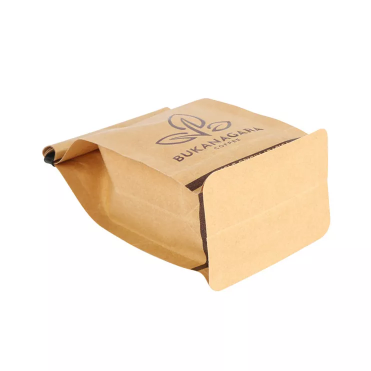 Salad Custom Order Biodegradable Coffee Bean Package Bag Coffee Pouch Flat Bottom Coffee Packaging Kraft Paper Zipper