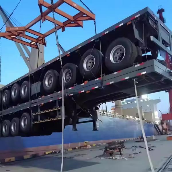 10-12.4m Steel Containerized 3 Axles 40-60 Ton Flatbed Semi Trailer