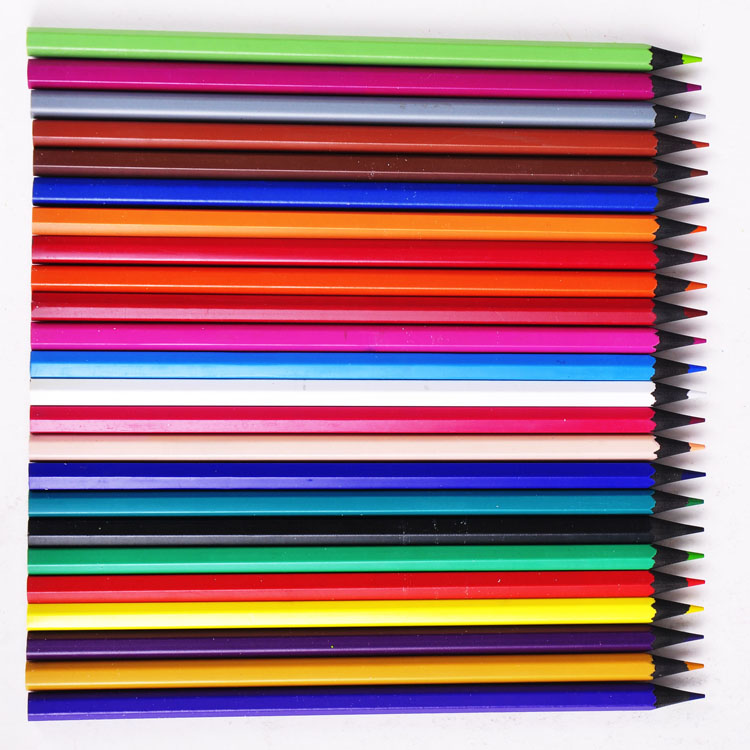 Factory supply cheap 24 pcs black plastic eco friendly color pencil