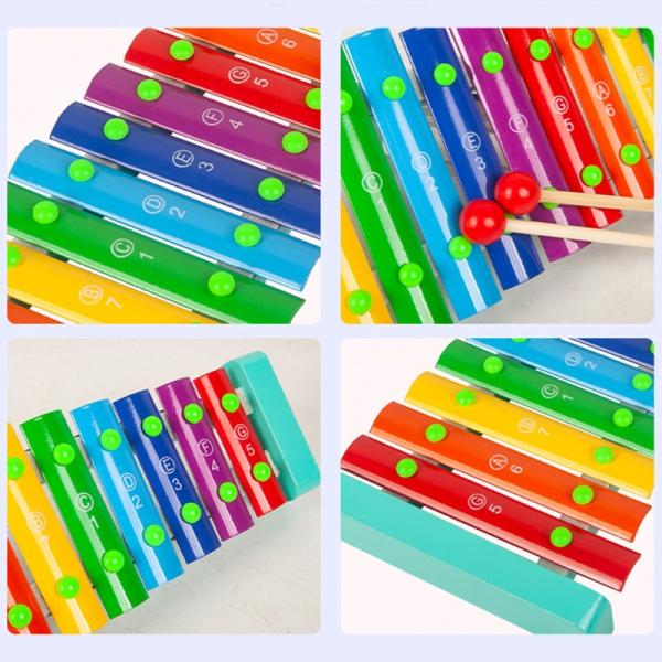 Kids Wooden Xylophone 15 Tones Knock Piano Educational With 2 Mallets