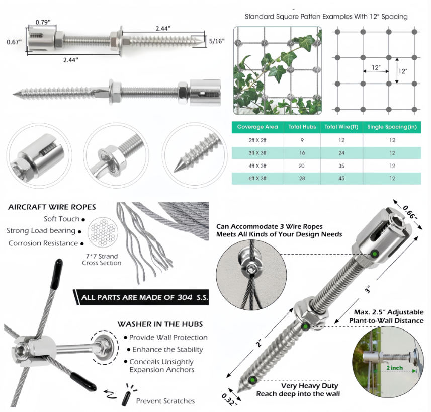 Heavy‑Duty Stainless Steel Plant Support Systems Are Suitable For Outdoor Climbing Plants