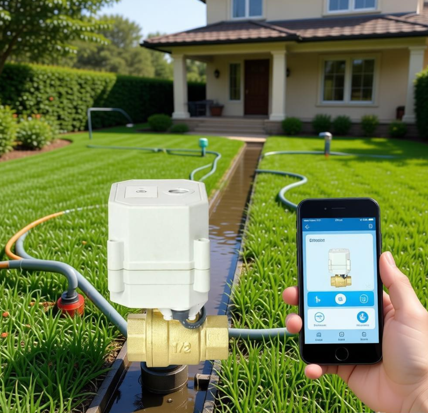 Etrany DC12V 1'' BSP NPT Electric Brass Ball Valve Cellphone WIFI Control Water High Temperature Fluid Regulation