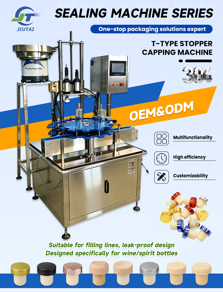 High Precision Wine & Whisky Glass Bottle Push T-Type Stopper Sealer Automatic T-Cork Capping Machine