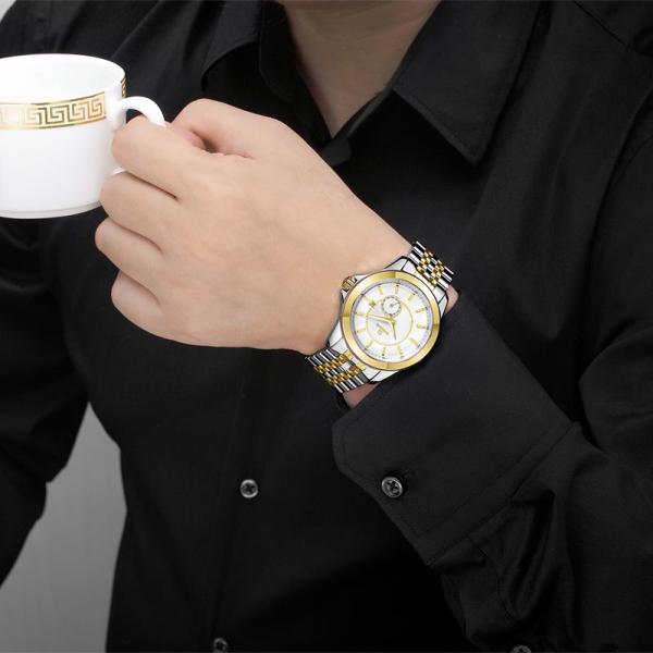 Waterproof Copper Dial Quartz Stainless Steel Watch Luminous Men Mechanical Watch