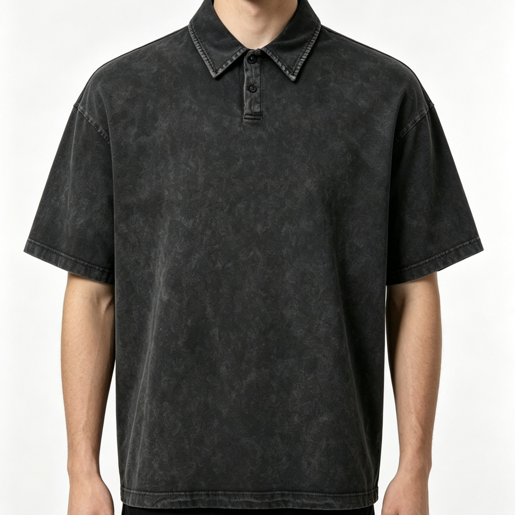 Vintage Washed Heavyweight Polo Shirt Collared Washed Vintage T Shirt Half Sleeve For Teenagers