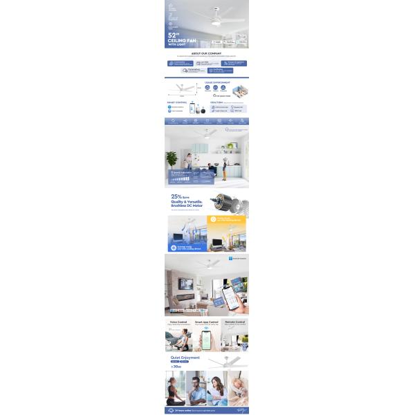 ДК мотор 5 ABS лезвия Белый 3 цвета светодиодный свет Декоративный умный потолочный вентилятор со светом