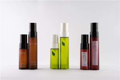 Amber Green Plastic Lotion Custom Cosmetic Bottles Set / Foundation Pump Bottle