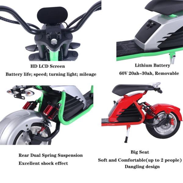 Double-battery Rechargeable Motorcycle with 18*10 inch Wheel Size Upgradeable to 12 inch