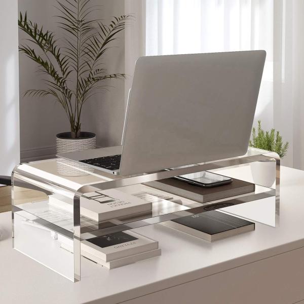 Transparent Acrylic Monitor Stand Display Rack for Home or Office Use