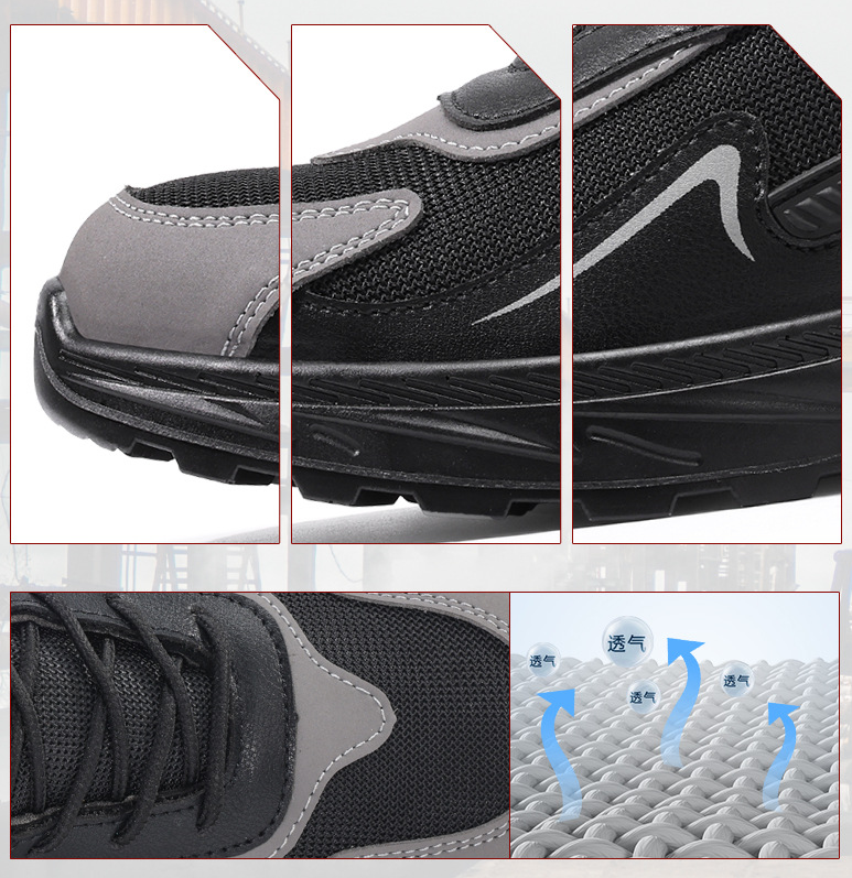 New Anti-Static Shoes Breathable Solid Outsole Suede Leather Puncture-Resistant and Impact-Resistant with Steel Toe Men’s Summer Cleanroom Shoes Wear-Resistant