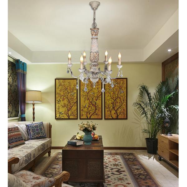 Wooden Iron Chandelier Lighting Vintage Crystal Lustre vintage chandelier(WH-CI-110)