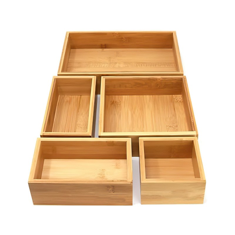 Multifunctional Bamboo Drawer Storage Box for Kitchen Various Sizes with Compartmentalized Storage Multifunctional Wood Drawer