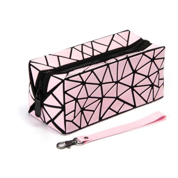 Foldable Makeup Toiletry Bag , Diamond Pattern PVC Cosmetic Travel Bag