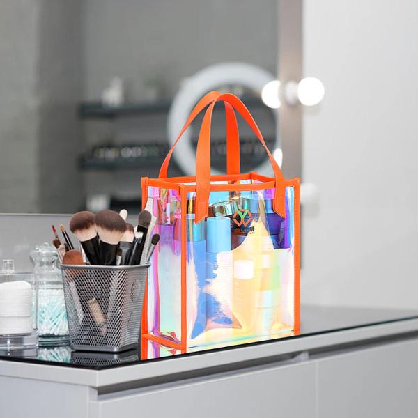 Gym Clear Tote Bags Reinforced Handles Zipper Closure Stadium Travel 7x4x8