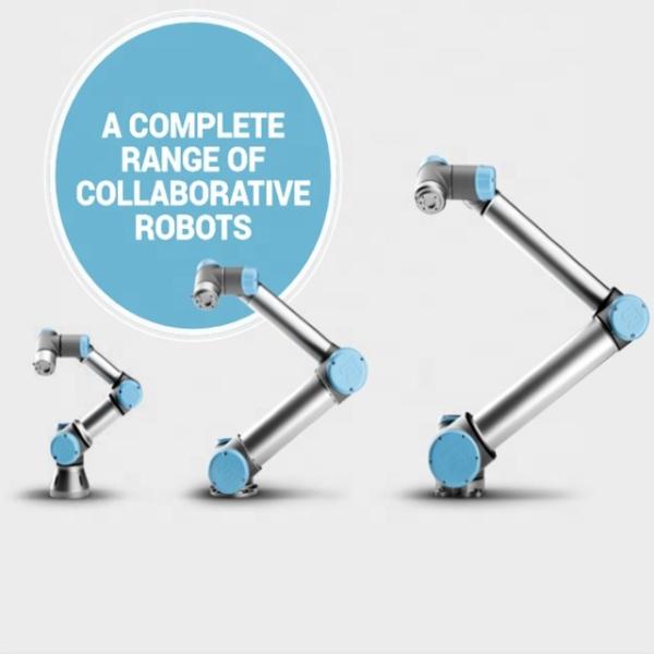 UR 3e  collaborative table-top robot  used to picking, assembling, and placing parts generally industrial robots arm
