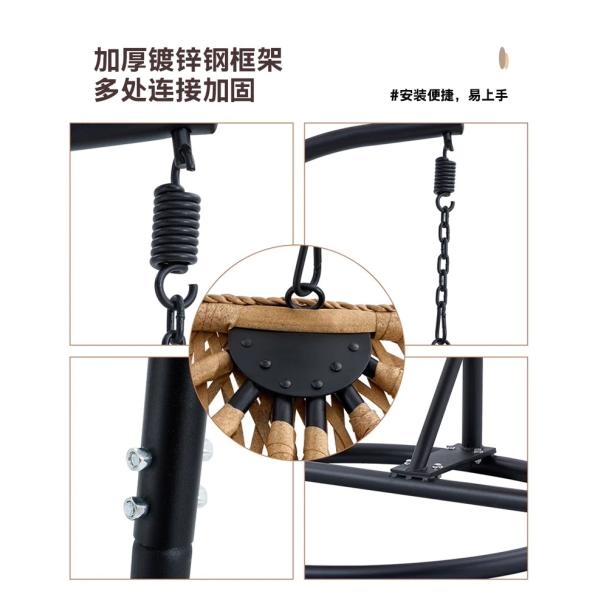 Silla colgante de cesto de tejido de ratán silla colgante de huevo de interior y exterior silla colgante de huevo Boho Nido Swing para el balcón sala de estar silla de rodillo perezosa silla de swing de moda silla colgante de vícara