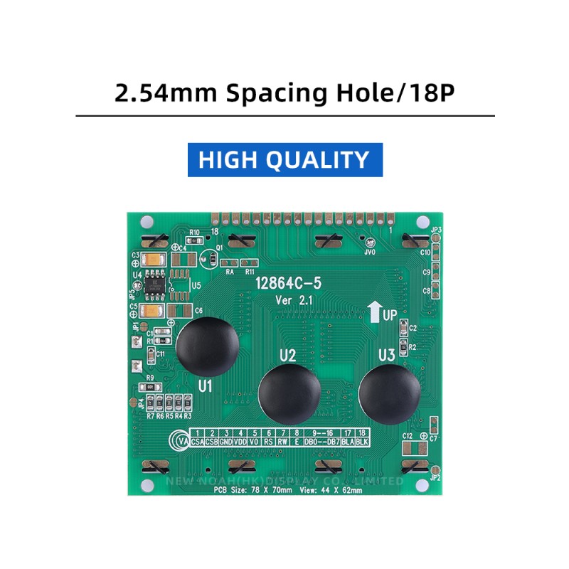 Yellow Green Film 12864C-5 Supports 5V And 3.3V Optional 128X64 Dots LCD Module Display With Backlight SBN0064