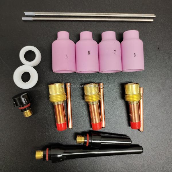 WP 17 18/26 TIG Welding Cup Kit with Glass Cup Collets Body Gas Lens and Ceramic Nozzle
