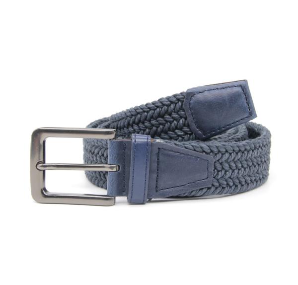 Pu Leather Trim Golf Sports Mens Braided Belt Woven Cotton No Hole