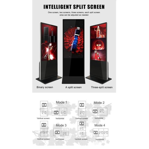 89 Visual Angle Floor Standing Touch Screen Kiosk 49 Inch High Brightness