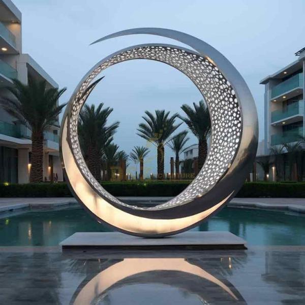 Customized Colors Modern Abstract Mirror Stainless Steel Sculpture for Outdoor Decoration from Model