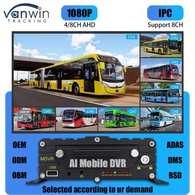 8CH AI ADAS DMS BSD Mobile DVR HDD MDVR 2TB Support Vehicle Tracking Platform Vehicle DVR