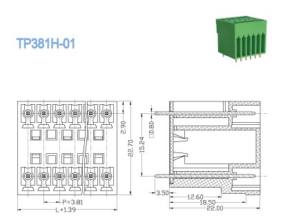2 Pin Plug In Terminal Blocks Connector Male Sockets 3.81mm Pitch