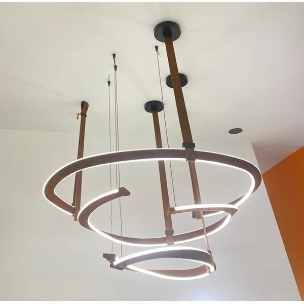 Italian Minimalist Living Room Chandelier Post-modern Leather Dining Room Bedroom Hanging Light