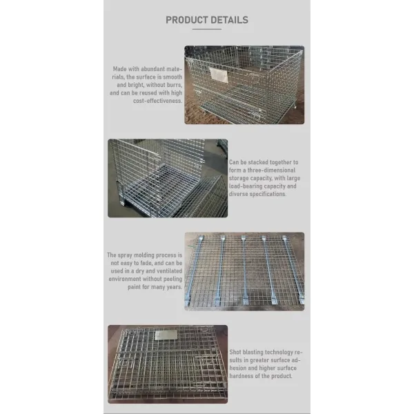 Steel Wire Mesh Pallet Cage with 800kg Load Capacity Folded