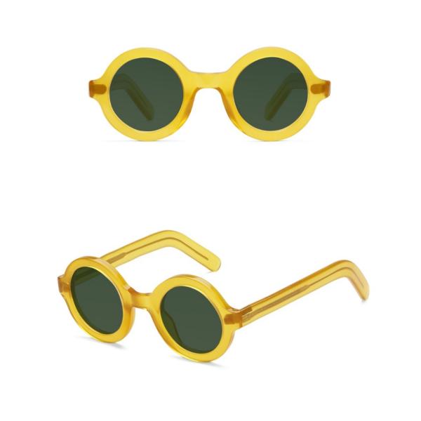 Acetate Polarized Sunglasses Women Men Round Transparent clear Sun Glasses fashion Unisex eyewear brand design frame