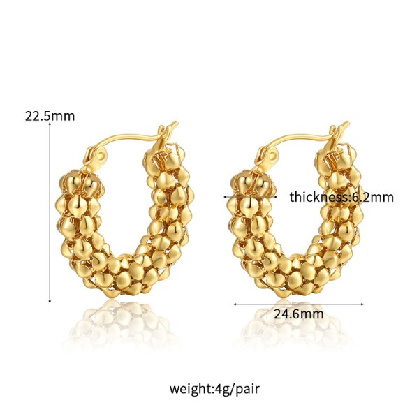 18K Vacuum Gold-Plated Fashion Stainless Steel Round Earring Female Geometric Earrings
