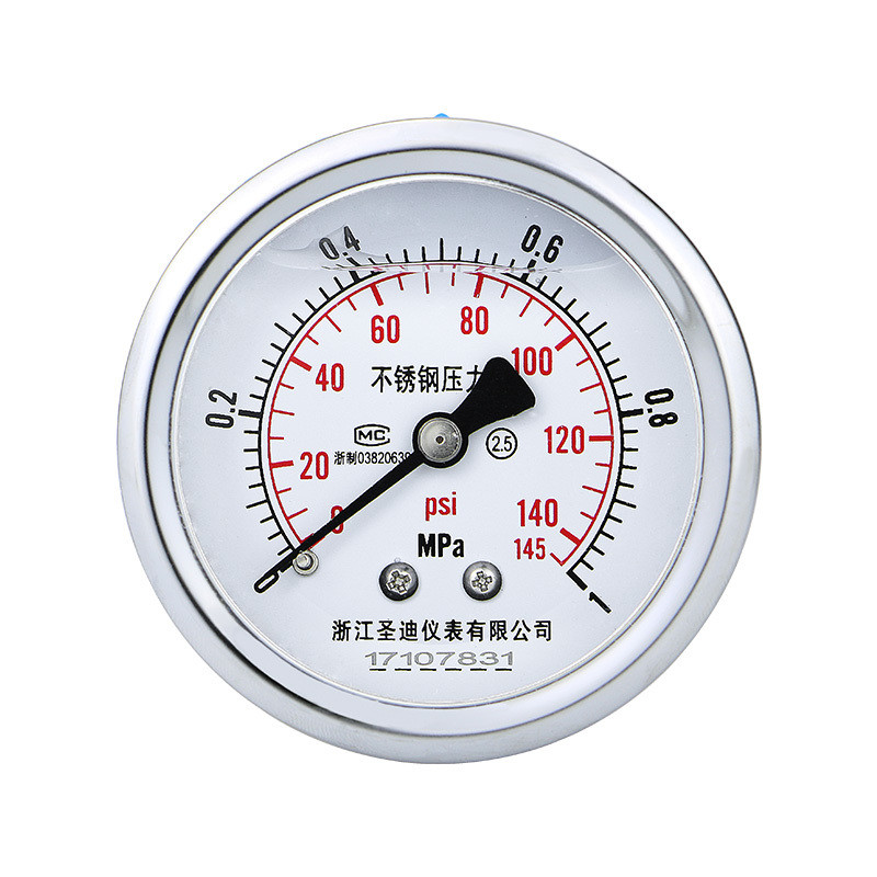 60mm Nominal Diameter Natural Gas Pressure Gauge with Complete Stainless Steel Design