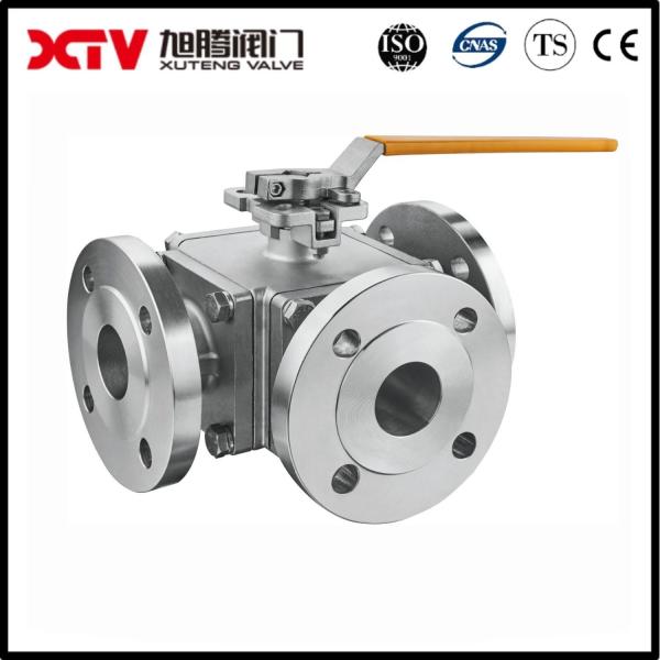 Q44F/Q45F-16C/P 304 316 válvula de esferas de aço inoxidável de flange de três vias para uso doméstico
