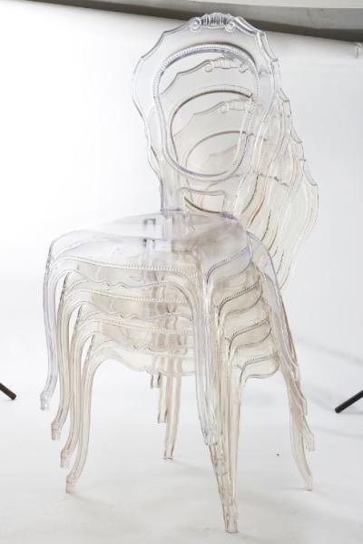 Plastic Princess Stackable Wedding Dining Chairs Event Rent , Clear / Grey / Pink