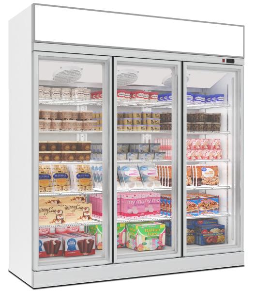 Fan Cooling Commercial Display Freezers for Displaying Beverages in Glass Door and 220V Voltage
