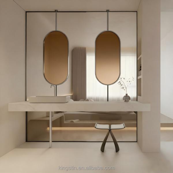 Kingstin Nordic Style Suspender Runway Style Back Illuminated Hotel Bathroom Mirror Ceiling Suspended Mirror
