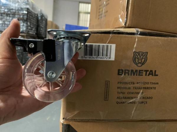 Rodas giratórias transparentes em PU para móveis com capacidade de carga de 10 a 60 kg