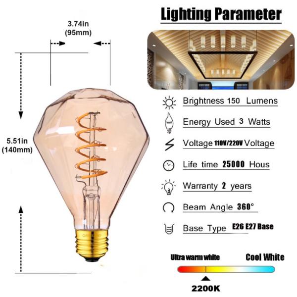 шарик лампы T185 G80 Ascher E26 110v 220v спиральный винтажный ретро декоративный