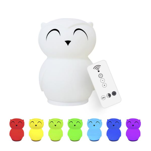 Silicone Cartoon Owl LED Night Light For Baby Nursery Touch Controls Timed Sleep Friendly